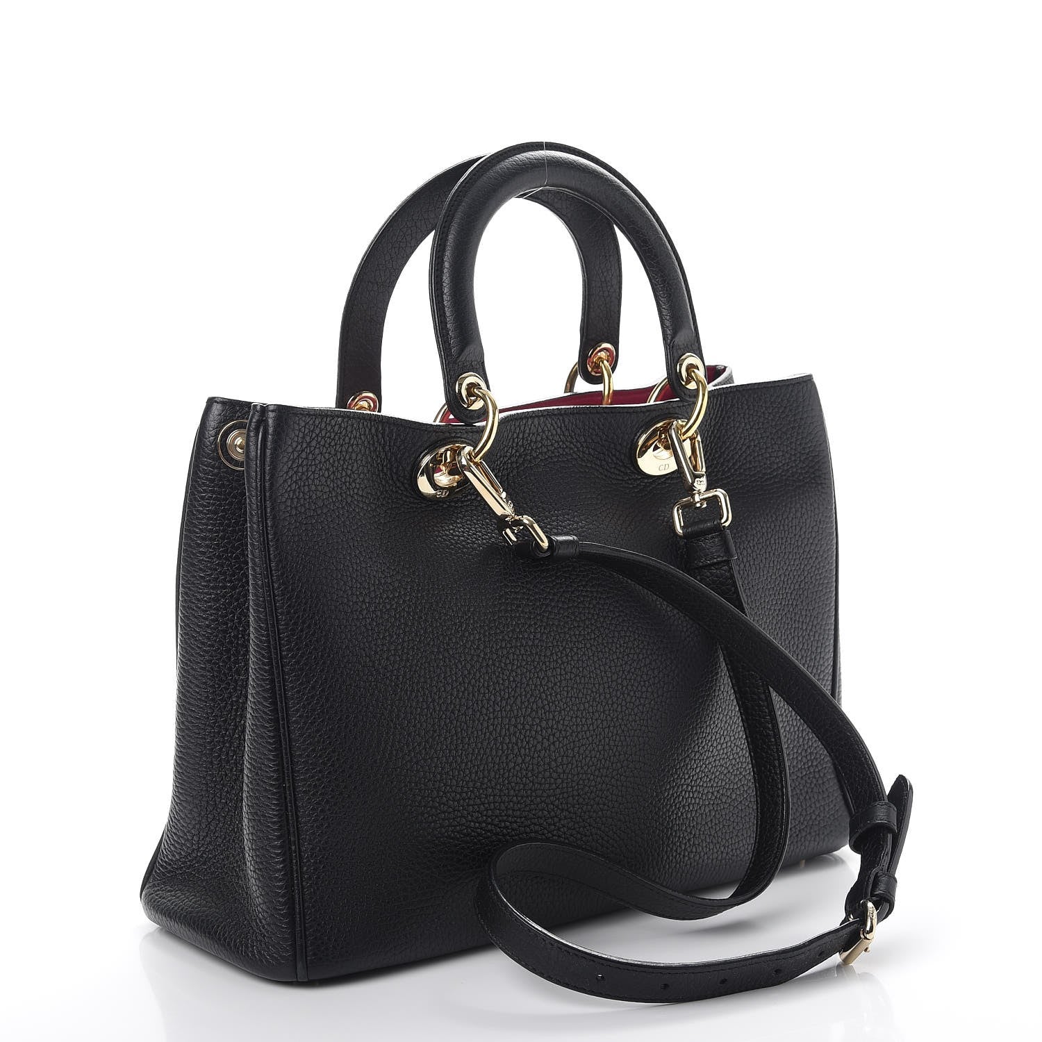 Christian Dior Bullcalf Medium Diorissimo Tote Black Rose Indien 4 of 10