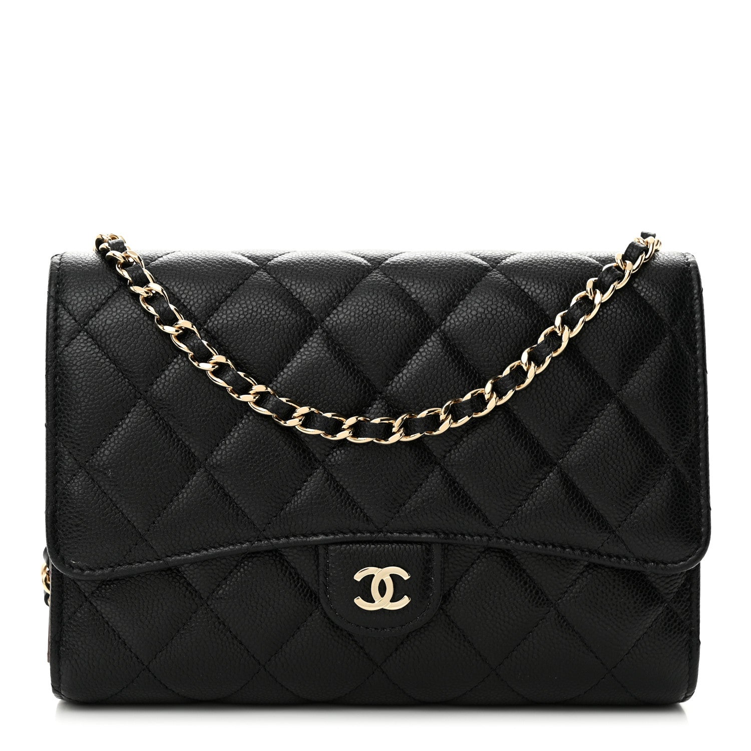 Chanel Caviar Quilted Compact Wallet On Chain WOC Black 1 of 12