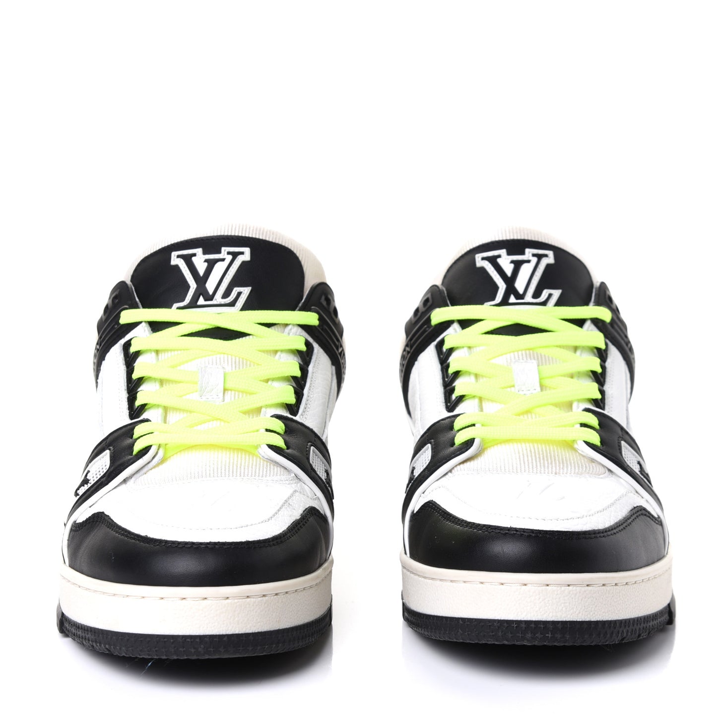 Calfskin Patent Mens LV Trainer Sneakers 9 White Black 8