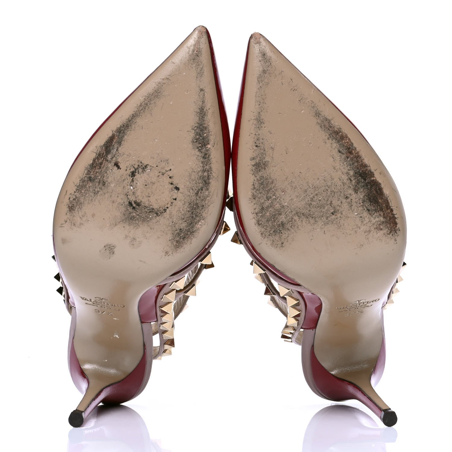 Valentino Garavani Patent Rockstud Ankle Strap 100mm Pumps 37.5 Rosso Valentino Poudre 4 of 6
