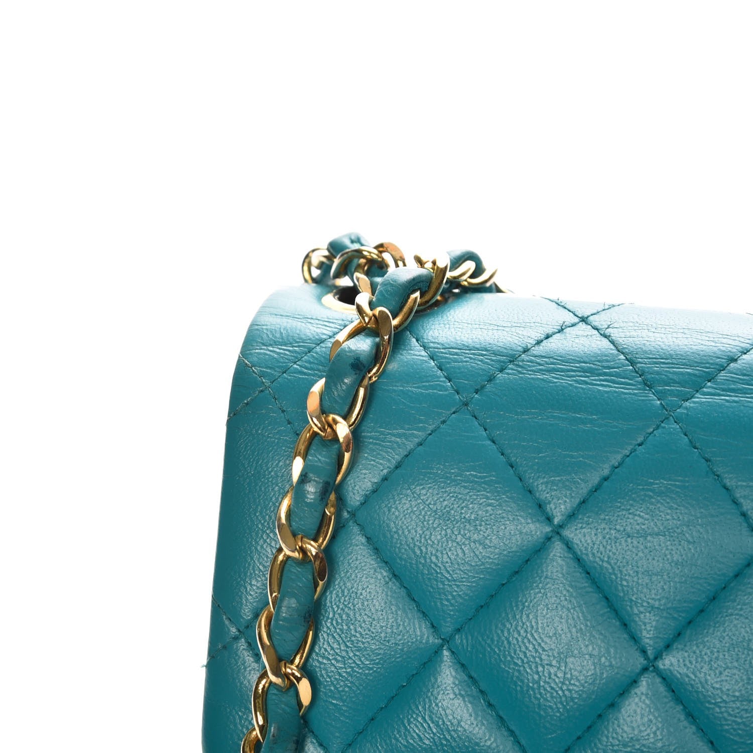 Chanel Lambskin Quilted Mini Square Flap Turquoise 8 of 8