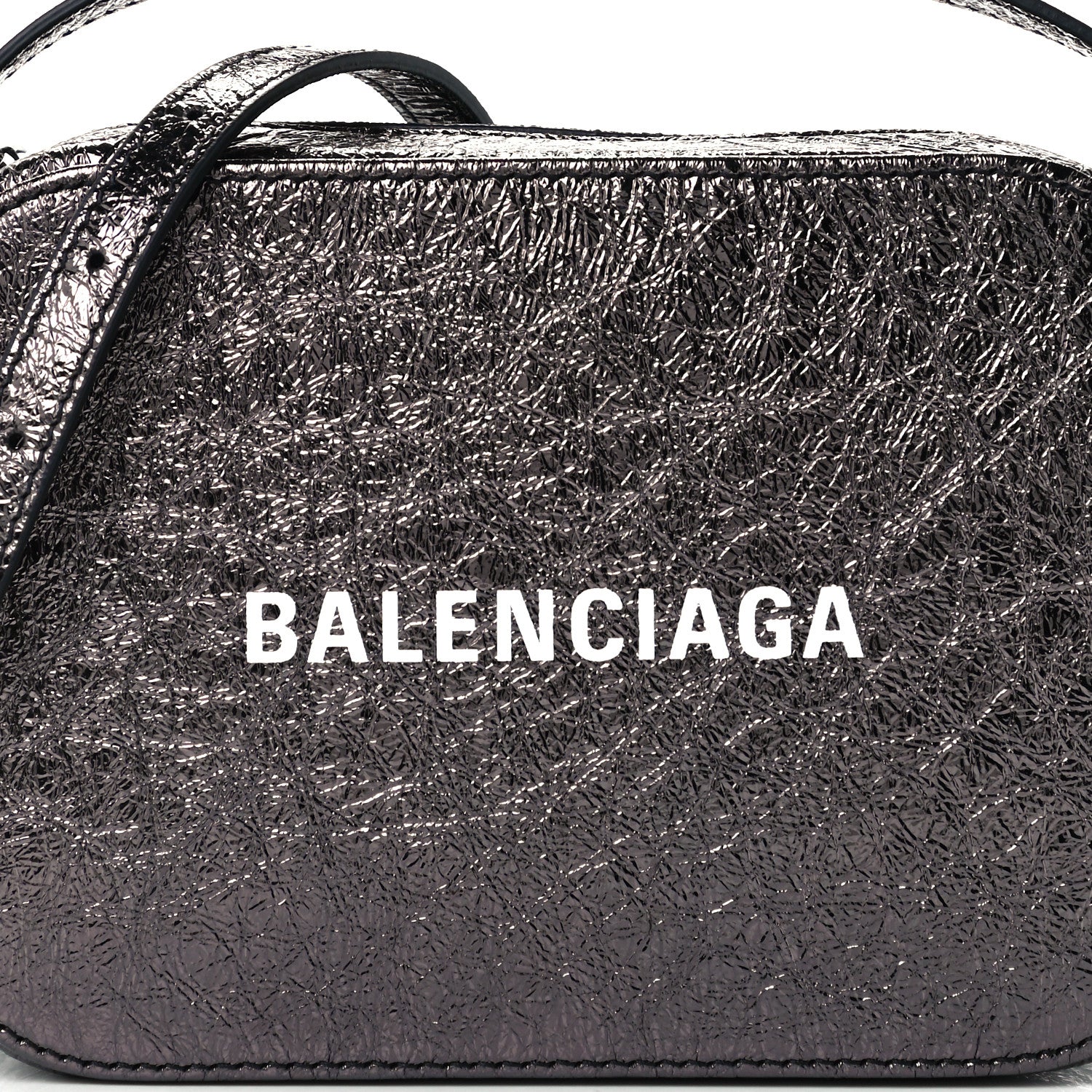 Balenciaga Metallic Textured Calfskin XS Everyday Camera Bag with Handle Black 8 of 10
