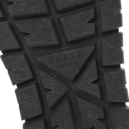 Prada Calfskin Shearling Metal Triangle Logo Sneakers 35.5 Black 8 of 10