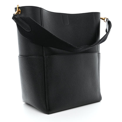 Celine Soft Grained Calfskin Sangle Bucket Bag Black 3 of 12