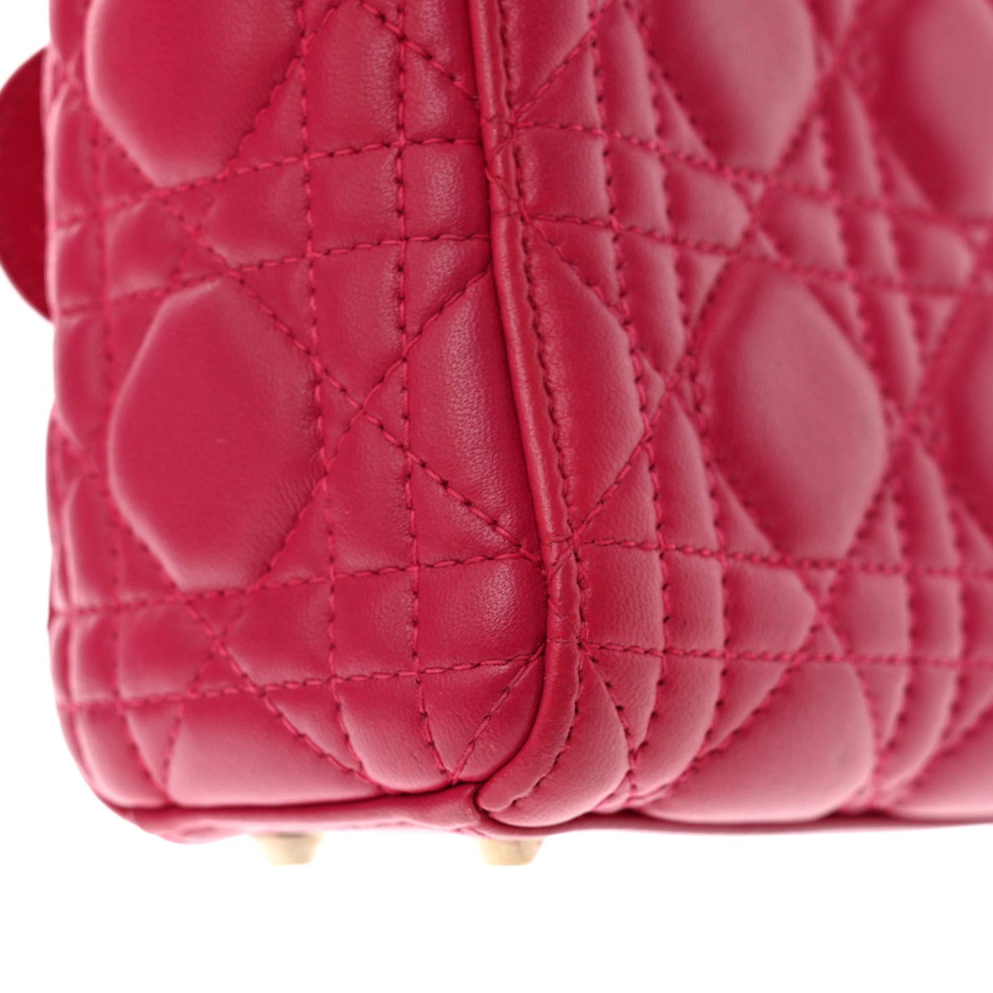 Lambskin Cannage Mini Lady Dior Fuchsia