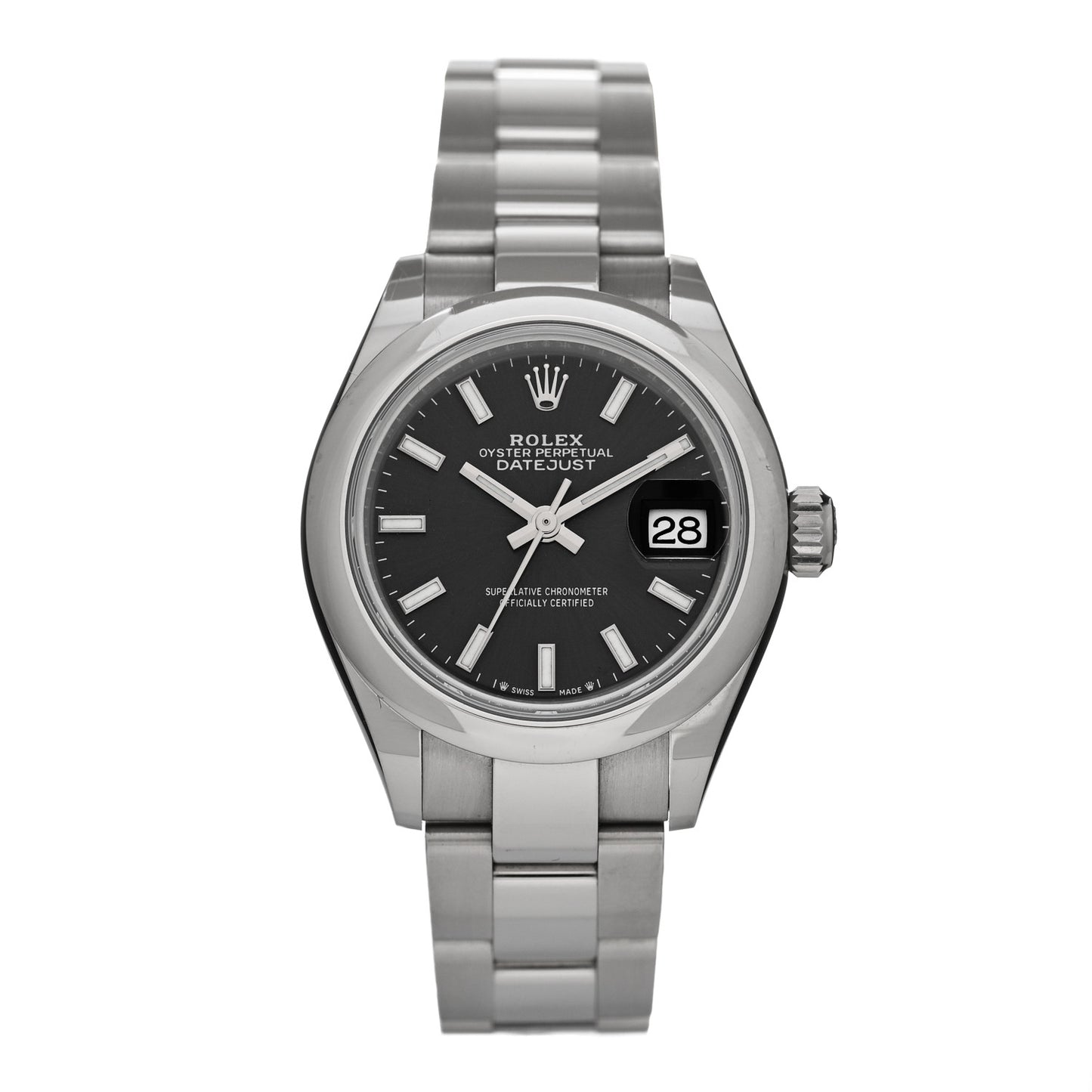 Stainless Steel 28mm Oyster Perpetual Datejust Watch Dark Grey 279160