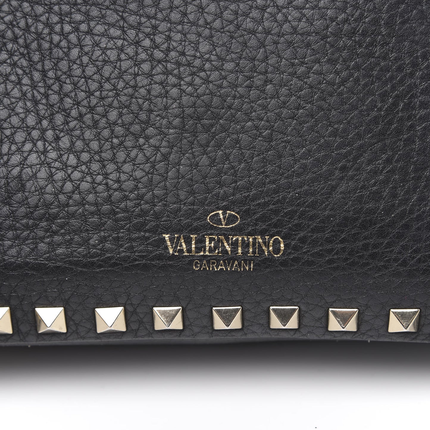 Pebbled Calfskin Rockstud Camera Crossbody Bag Black