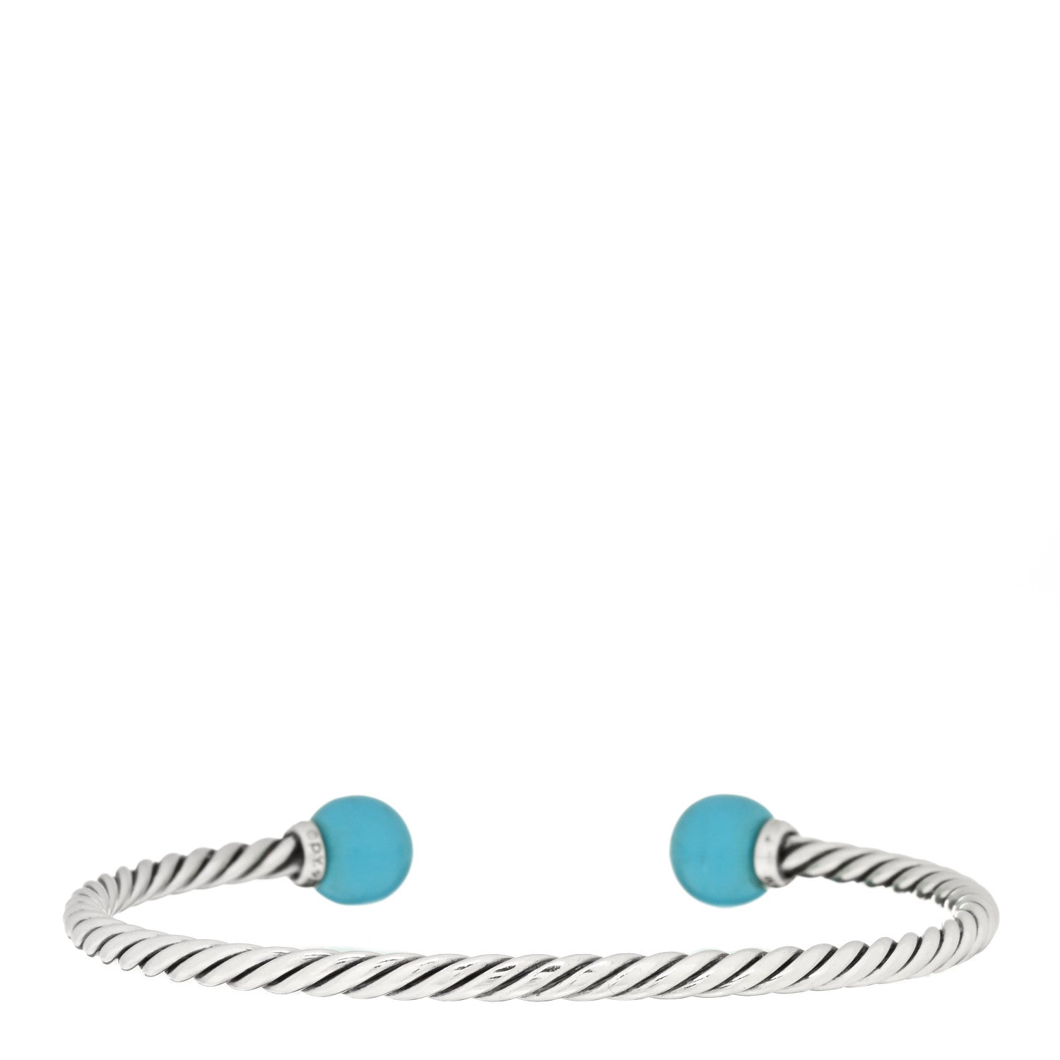 David Yurman Sterling Silver Diamond Turquoise 9mm Solari Bracelet 2 of 3