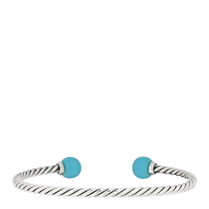 David Yurman Sterling Silver Diamond Turquoise 9mm Solari Bracelet 2 of 3