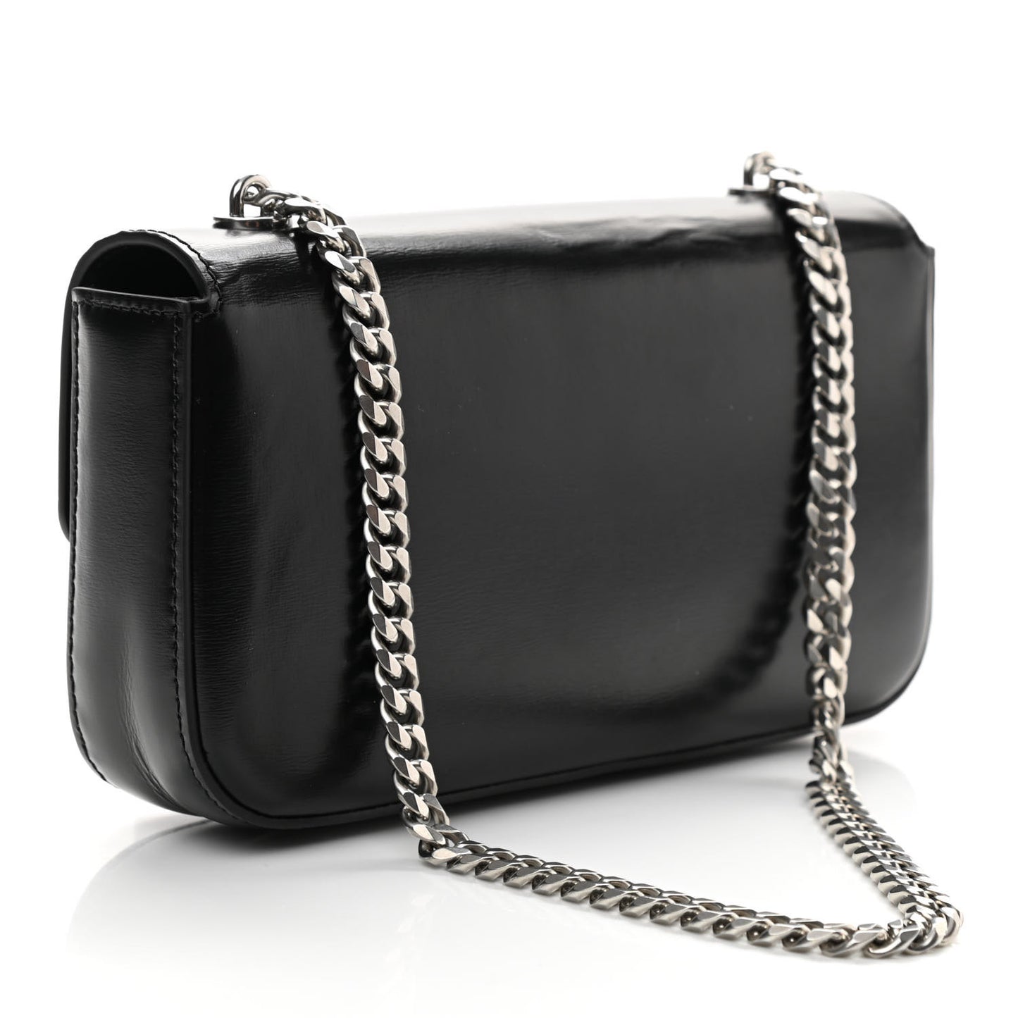 Shiny Calfskin Triomphe Chain Shoulder Bag Black
