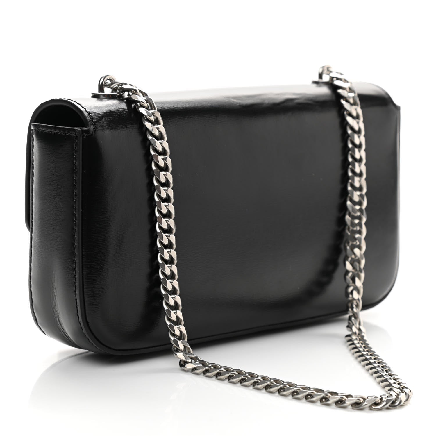 Celine Shiny Calfskin Triomphe Chain Shoulder Bag Black 3 of 10