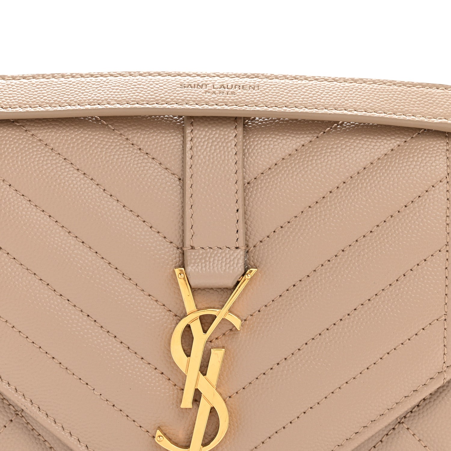 Saint Laurent Grain De Poudre Textured Mixed Matelasse Triquilt Medium Monogram Satchel Dark Beige 8 of 11