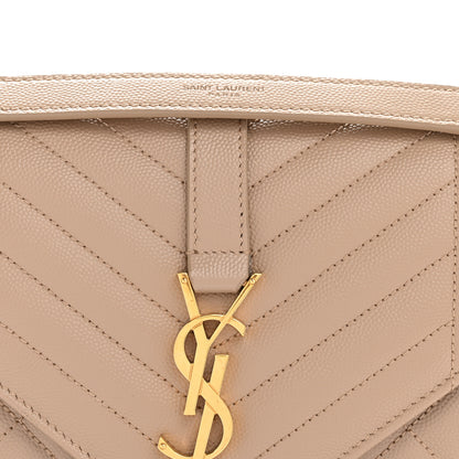 Saint Laurent Grain De Poudre Textured Mixed Matelasse Triquilt Medium Monogram Satchel Dark Beige 8 of 11