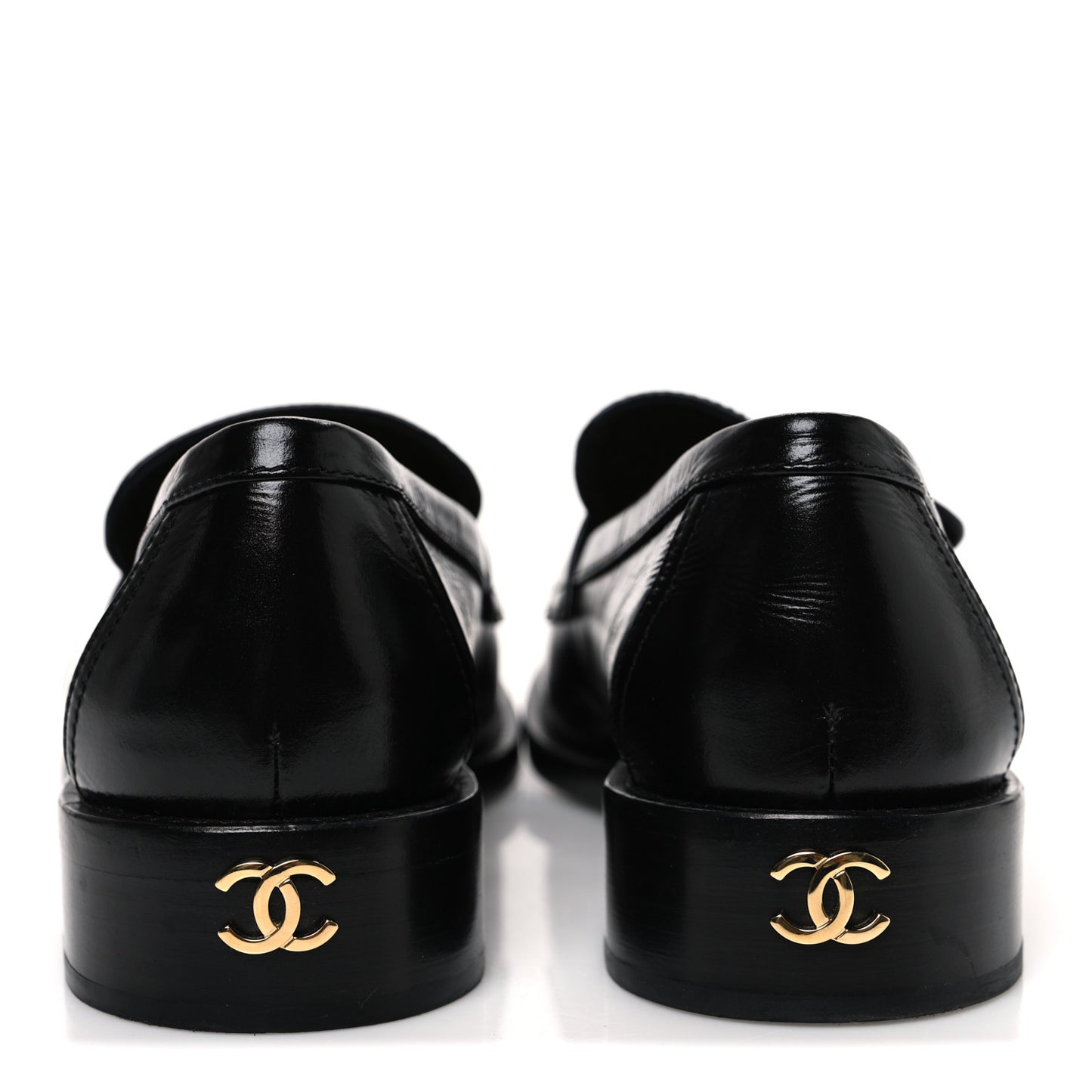Shiny Calfskin Logo Loafers 38.5 Black
