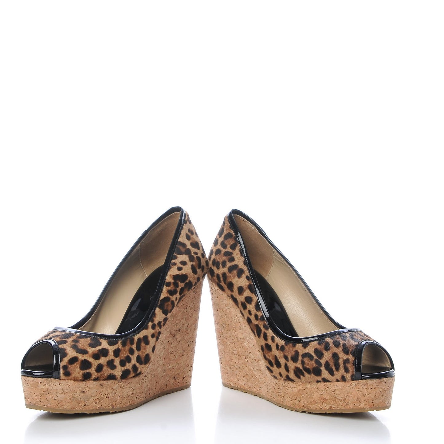 Calf Hair Leopard Print Papina 130 Wedge Sandals 37