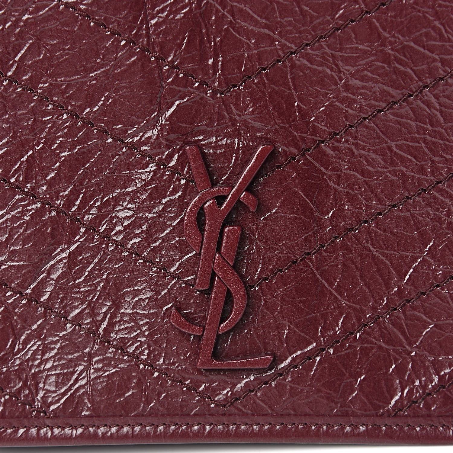 Saint Laurent Crinkled Calfskin Matelasse Monogram Niki Chain Wallet Dark Legion Red 9 of 9