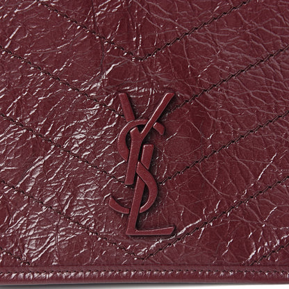Saint Laurent Crinkled Calfskin Matelasse Monogram Niki Chain Wallet Dark Legion Red 9 of 9