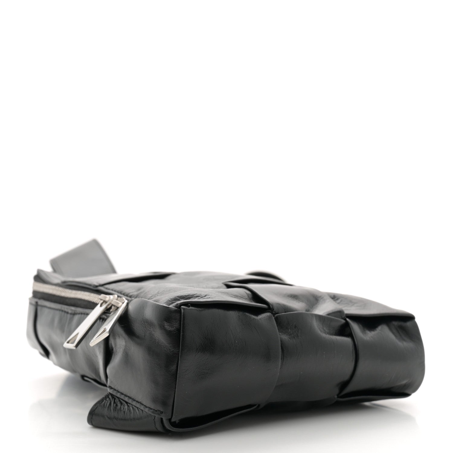 Bottega Veneta Paper Calfskin Intreccio Mini Cassette Sling Bag Black 4 of 10