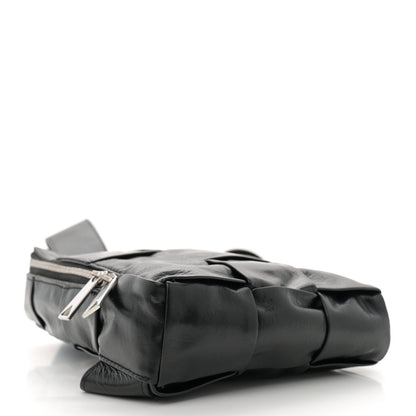 Bottega Veneta Paper Calfskin Intreccio Mini Cassette Sling Bag Black 4 of 10