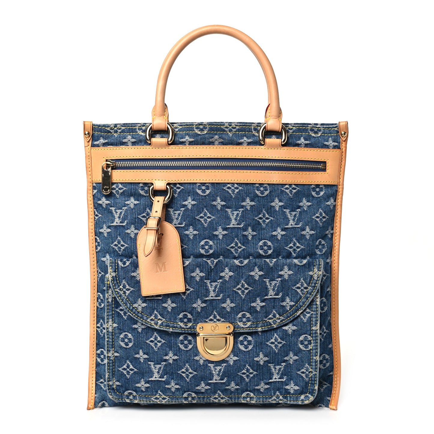 Monogram Denim Sac Plat Blue
