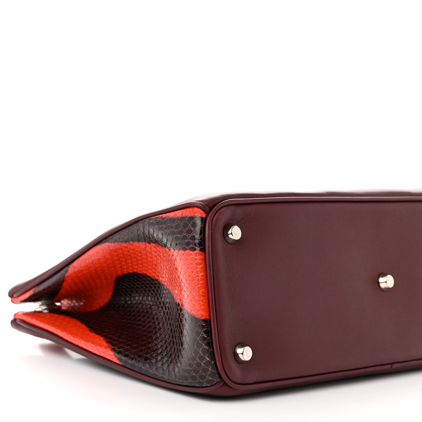 Calfskin Snakeskin Medium Diorissimo Tote Burgundy Red