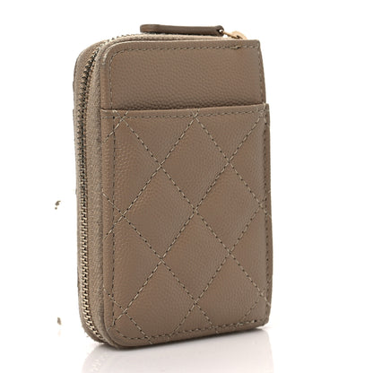 Chanel Caviar Quilted Zip Card Holder Beige 3 of 8