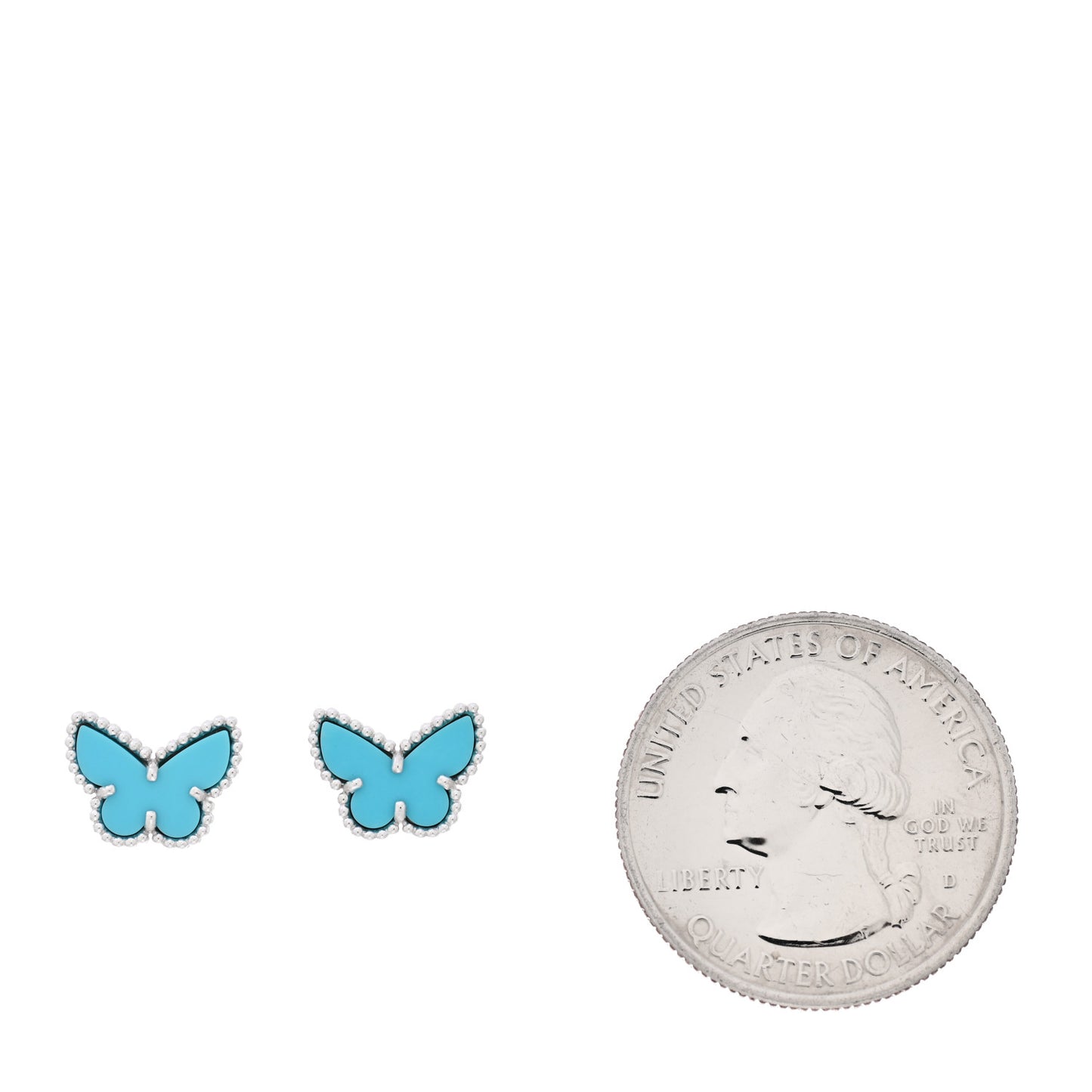 18K White Gold Turquoise Sweet Alhambra Butterfly Earrings