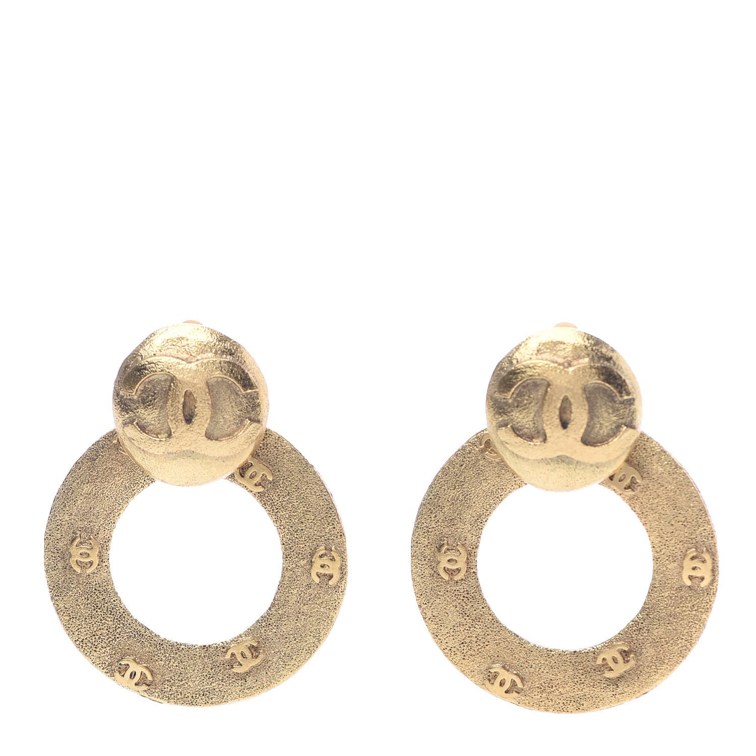 Chanel CC Hoop Clip On Earrings Gold 1 of 4