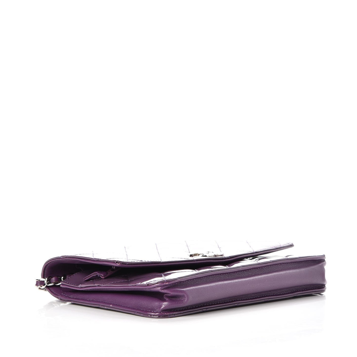 Patent Quilted Brilliant Wallet On Chain WOC Violet