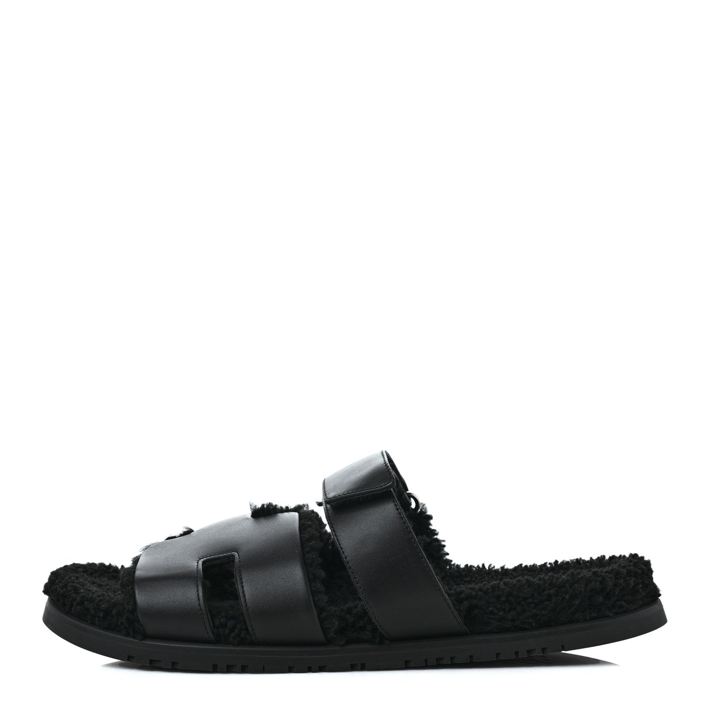 Calfskin Woolskin Mens Chypre Sandals 44.5 Black