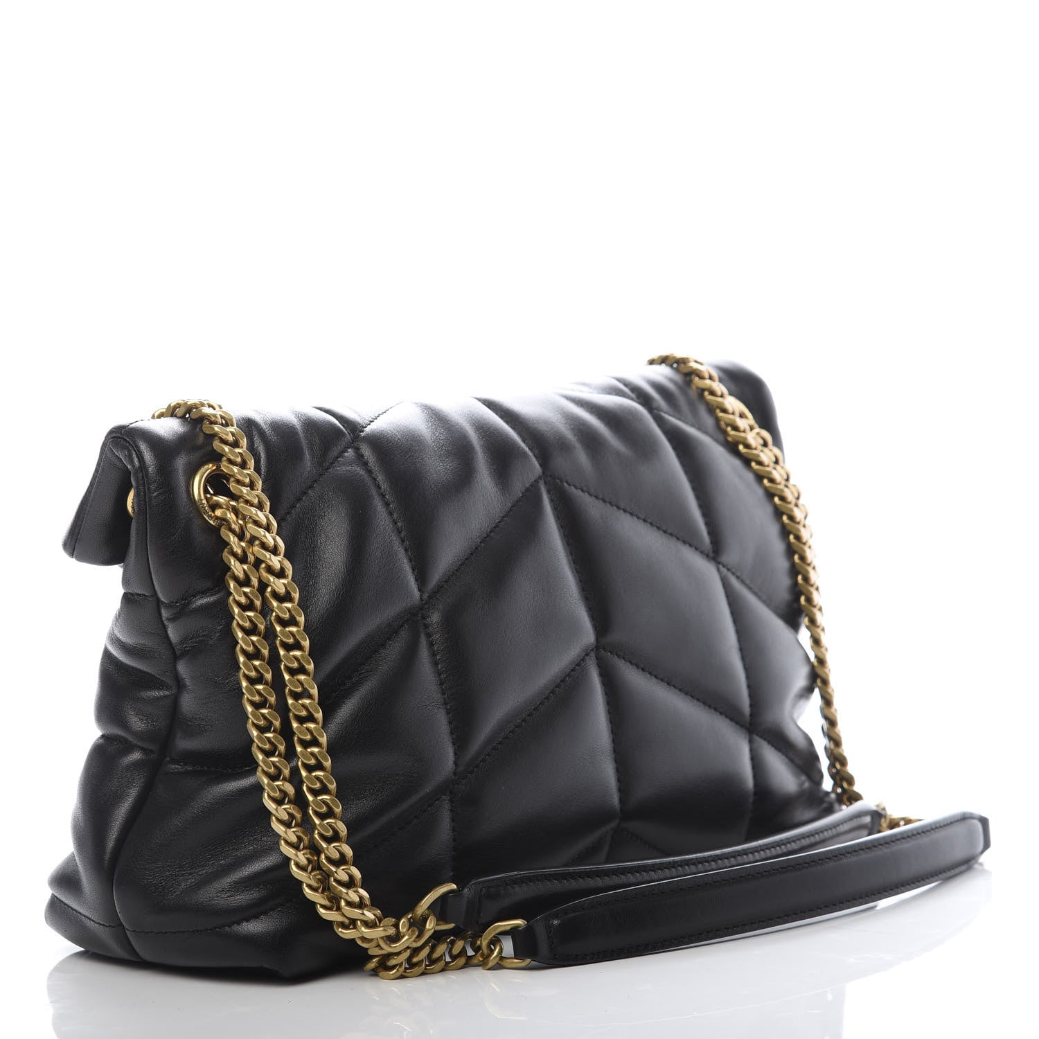 Saint Laurent Lambskin Quilted Small Loulou Puffer Monogram Chain Satchel Black 3 of 10