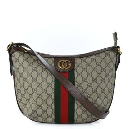 Gucci GG Supreme Monogram Web Small Ophidia Half Moon Hobo Brown 1 of 8