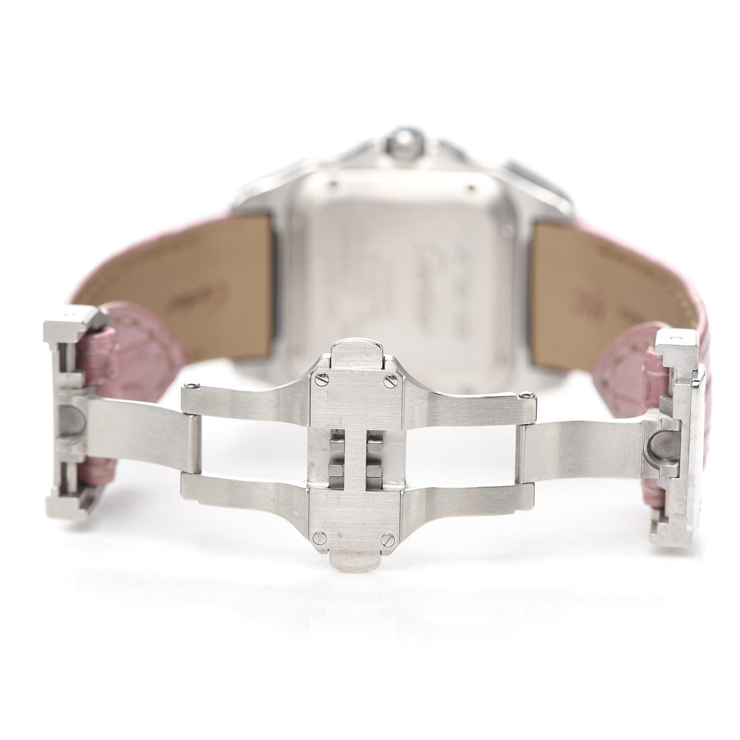 Stainless Steel Alligator 33mm Santos 100 Automatic Watch Pink