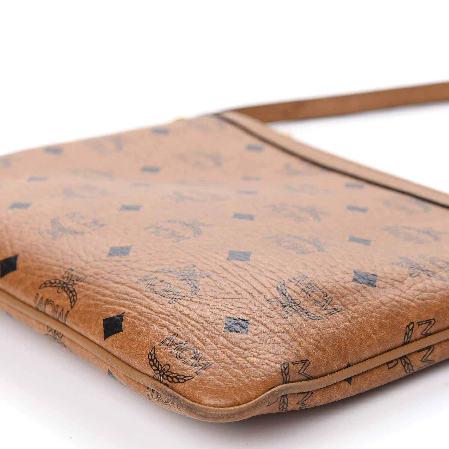 MCM Visetos Liz Shopper Tote Pouch Cognac 7 of 13