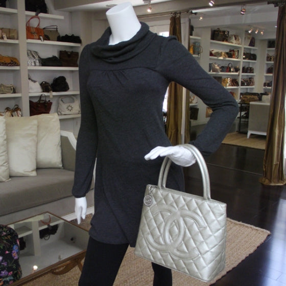 Caviar Medallion CC Tote Gold Silver
