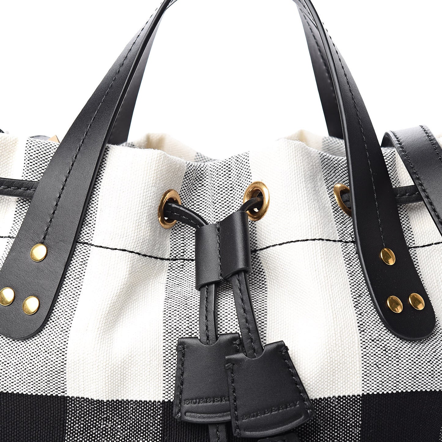 Grainy Calfskin House Check Canvas Small Heston Crossbody White Black