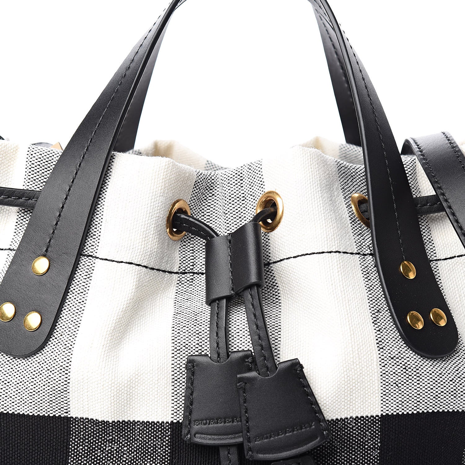 Burberry Grainy Calfskin House Check Canvas Small Heston Crossbody White Black 12 of 12