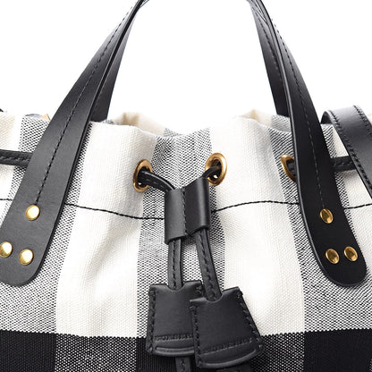 Burberry Grainy Calfskin House Check Canvas Small Heston Crossbody White Black 12 of 12