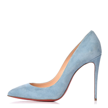 Christian Louboutin Veau Velours Pigalle Follies 100 Pumps 40 Celeste 1 of 19