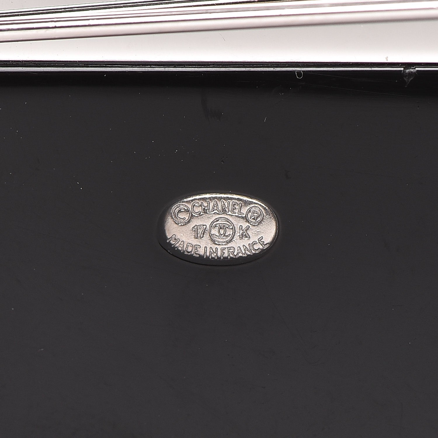 Chanel Glittered Resin Crystal Pearl CC Moon Pin Brooch Black Gold Silver 4 of 4