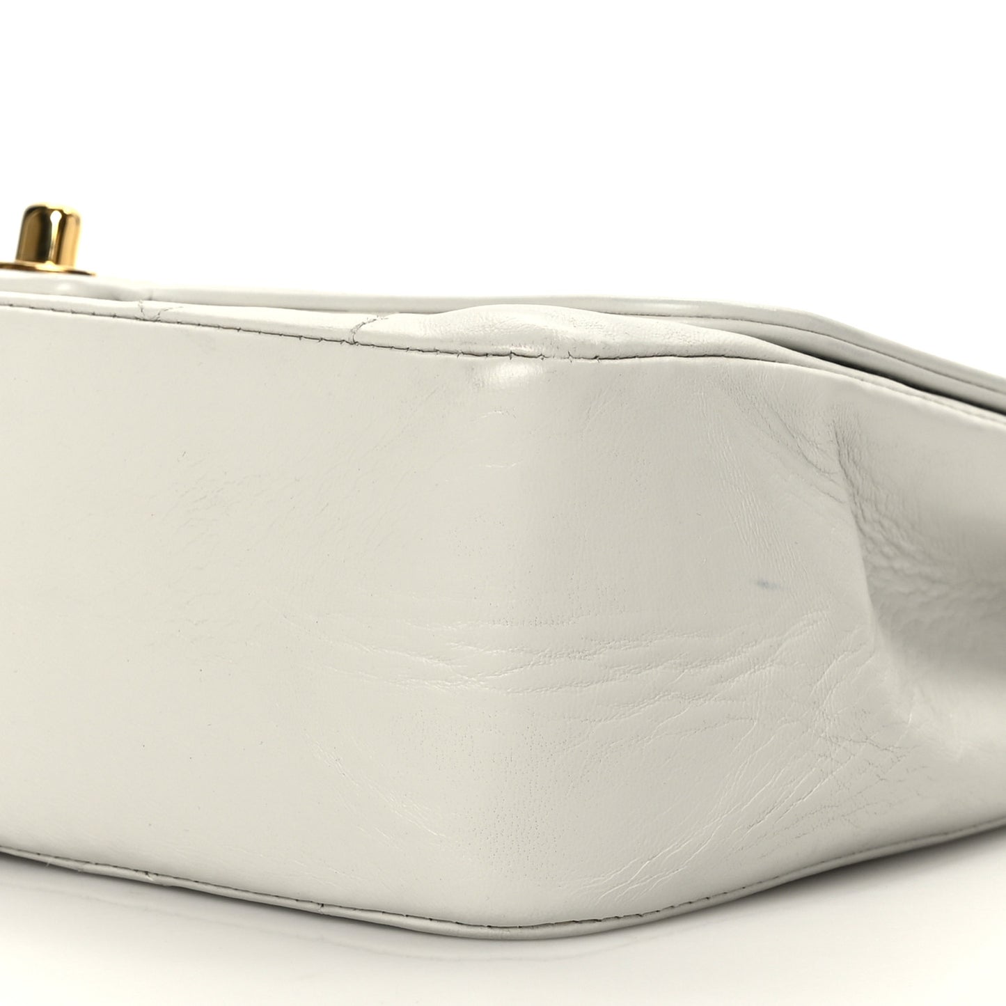 Lambskin Quilted Medium Single Flap White