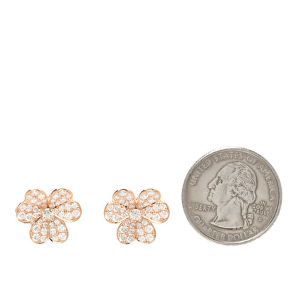 Van Cleef & Arpels 18K Rose Gold Diamond Small Frivole Pave Earrings 2 of 6