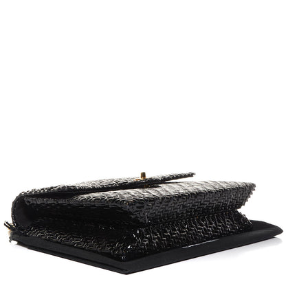 Chanel Lacquered Woven Straw Jumbo Single Flap Black 4 of 8