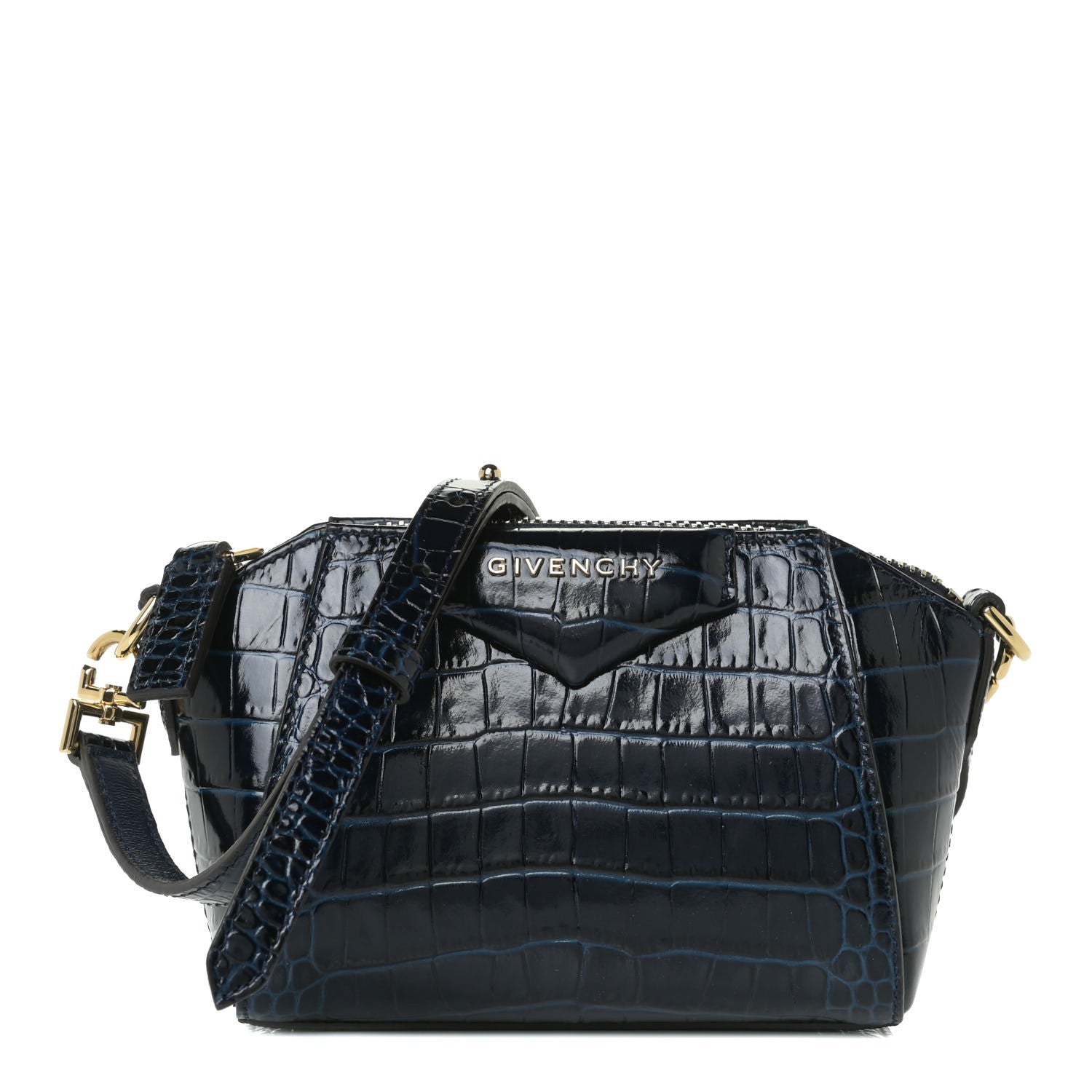 Givenchy Calfskin Crocodile Embossed Nano Antigona Navy 1 of 9