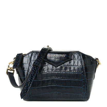 Givenchy Calfskin Crocodile Embossed Nano Antigona Navy 1 of 9