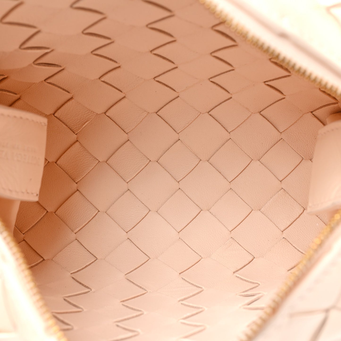 Patent Nappa Intrecciato Metallic Knot Mini Loop Camera Bag Macaroon