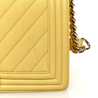Chanel Caviar Chevron Quilted Medium Boy Flap Yellow 11 of 11