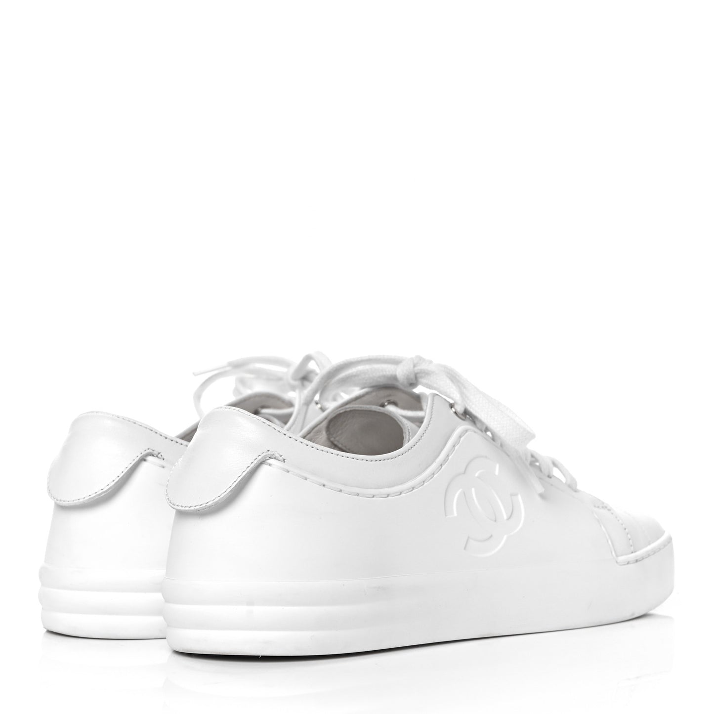 Calfskin Gum Womens CC Sneakers 35 White
