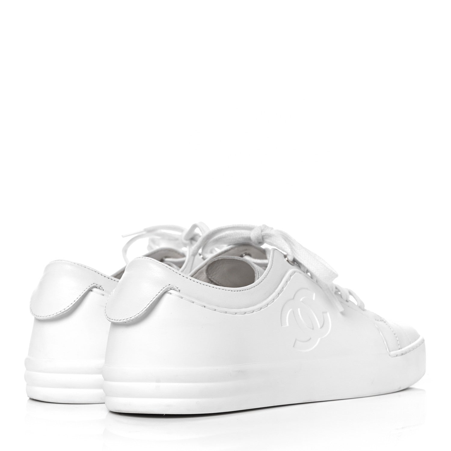 Chanel Calfskin Gum Womens CC Sneakers 35 White 4 of 9