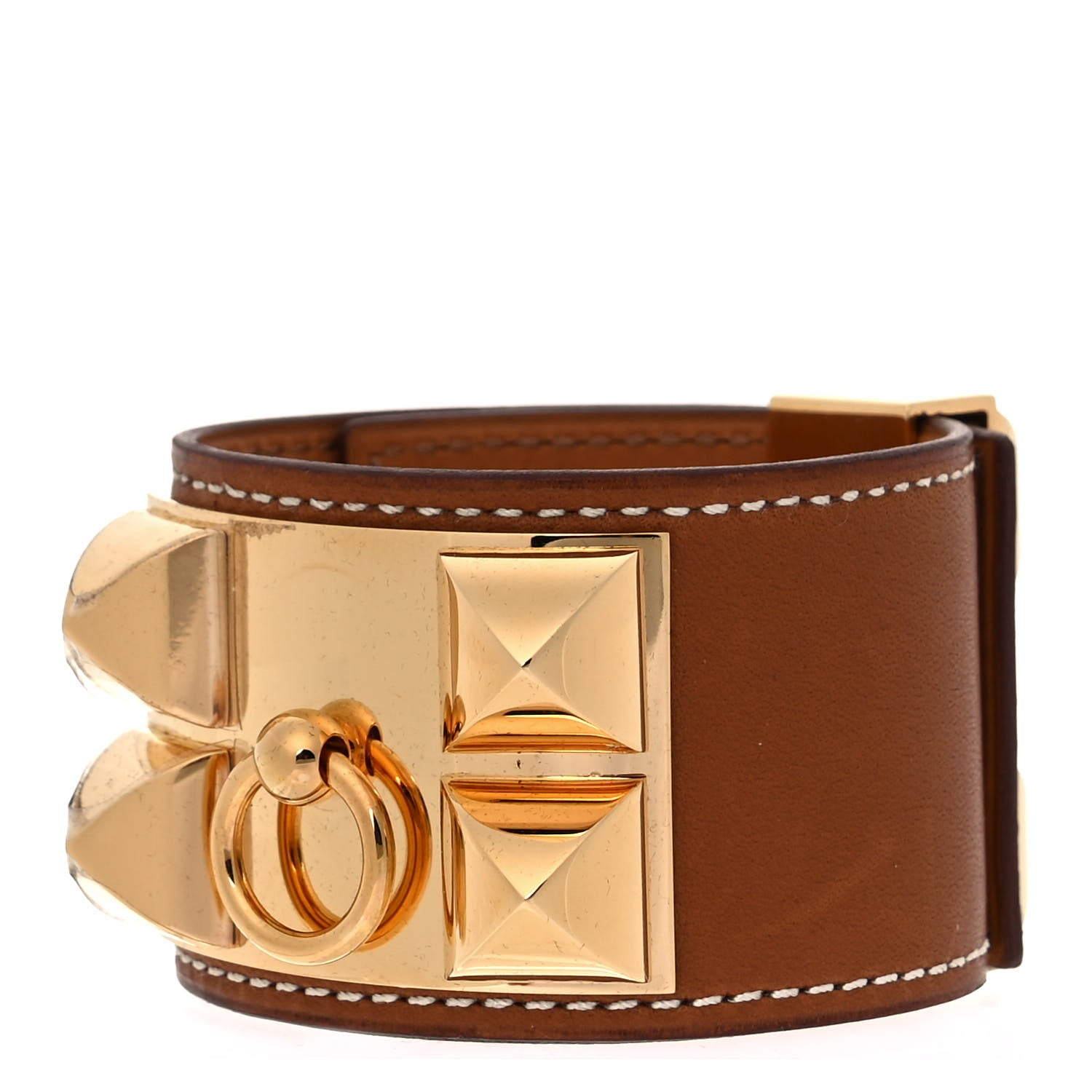 Hermes Barenia Collier de Chien CDC Bracelet S Fauve 1 of 6